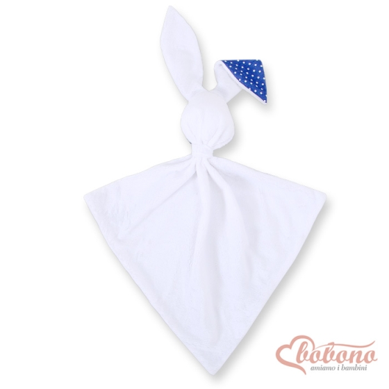 Cuddly rabbit double-sided- navy blue with white polka dots