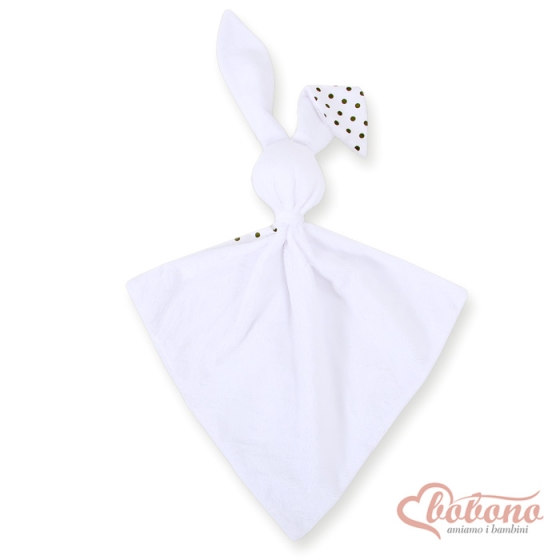 Cuddly rabbit double-sided- White with black dots