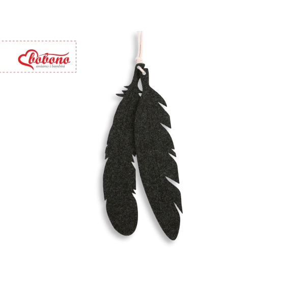 Decorative felt feathers 2pcs - anthracite