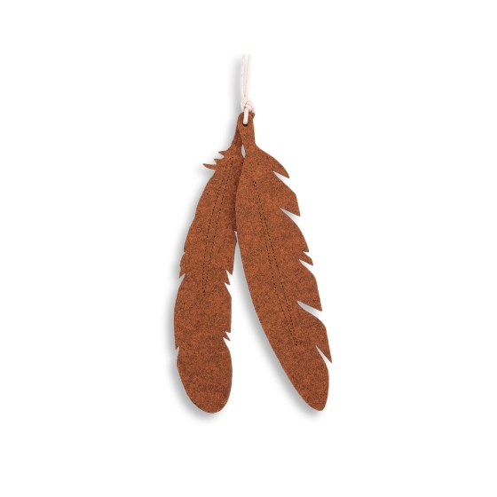 Decorative felt feathers 2pcs - rusty red