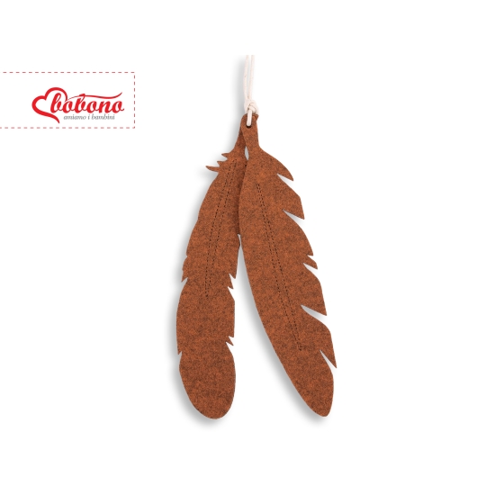 Decorative felt feathers 2pcs - rusty red