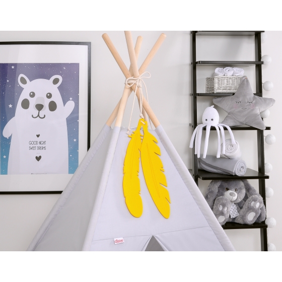 Decorative felt feathers 2pcs - yellow