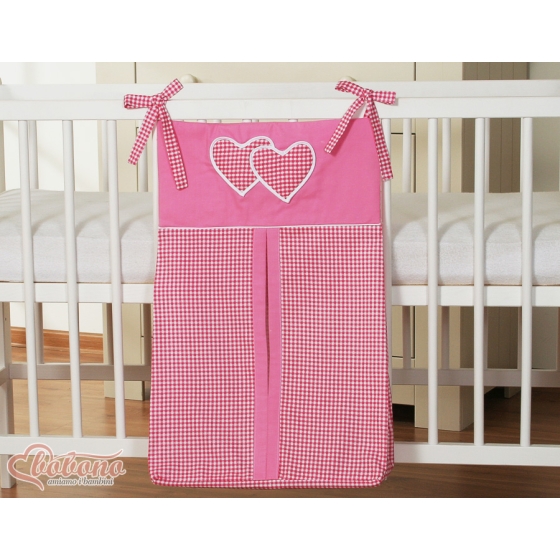Diaper bag- Hanging Hearts dark pink checkered