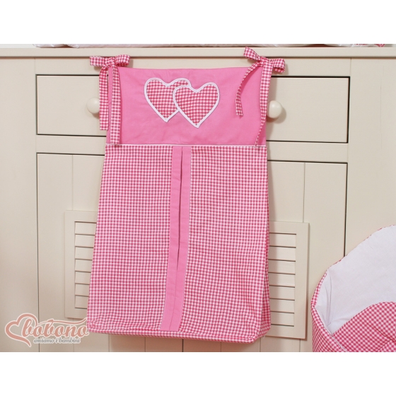 Diaper bag- Hanging Hearts dark pink checkered