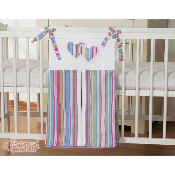 Diaper bag- Hanging Hearts lilac stripes