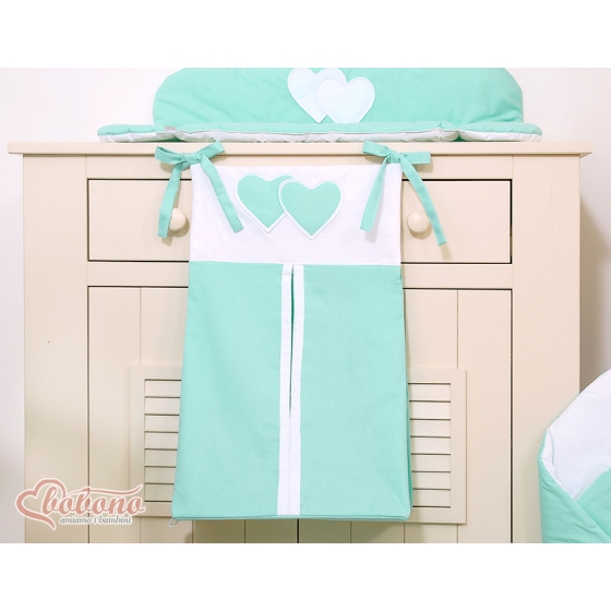 Diaper bag- Hanging Hearts mint