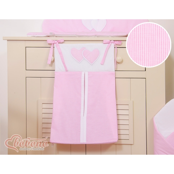 Diaper bag- Hanging Hearts pink stripes