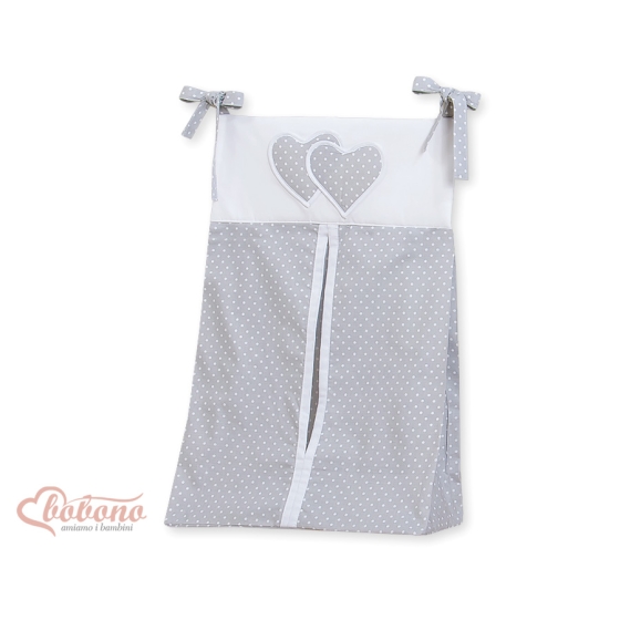 Diaper bag- Hanging Hearts white polka dots on Gray