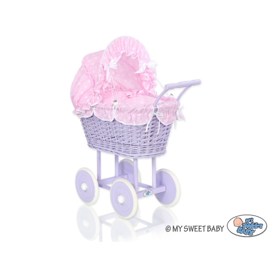 Doll pram no. 91699 Bedding Set White Dots on Pink