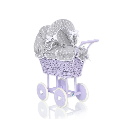 Doll pram no. 91699Bedding Set White Dots on Gray