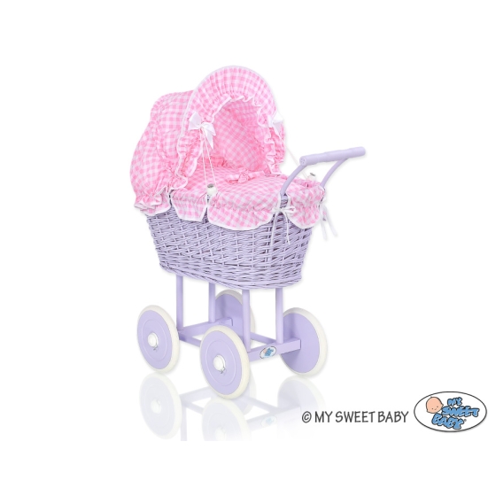 Doll pram no. 91699Pink White Checkered Bedding Set