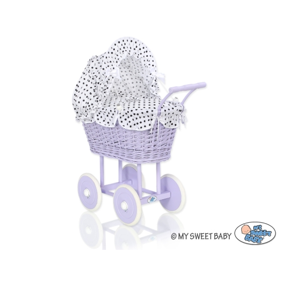 Doll pram no. 91699White with Black Dots Bedding Set