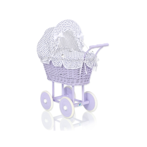 Doll pram no. 91699White with Navy Blue Dots Bedding Set