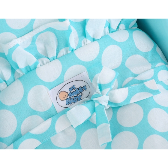 Doll pram Turquoise with White Turquoise with Big White Dots Bedding Set