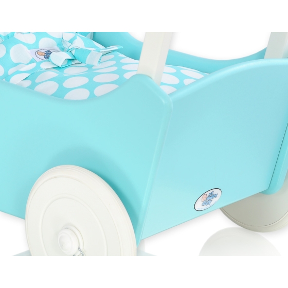 Doll pram Turquoise with White Turquoise with Big White Dots Bedding Set