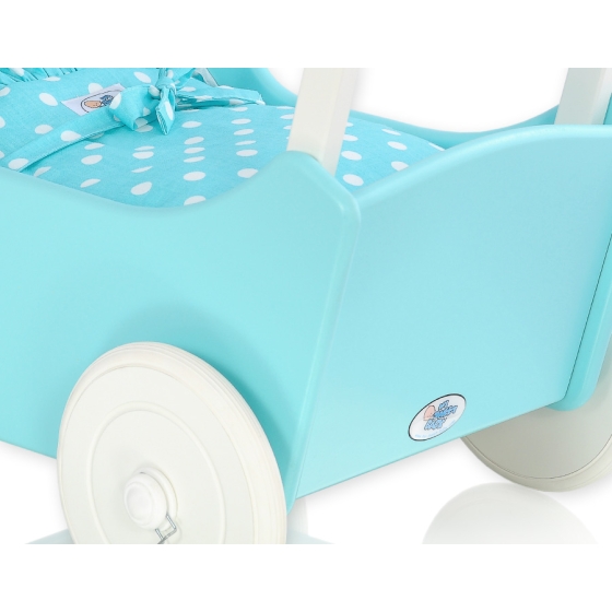 Doll pram Turquoise with White Turquoise with White Dots Bedding Set
