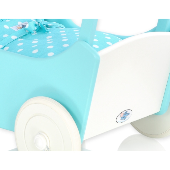 Doll pram White- Turquoise Turquoise with White Dots Bedding Set