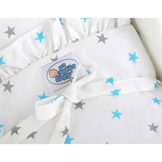 Doll pram White with Turquoise Bedding Set White with Blue and Gray Stars