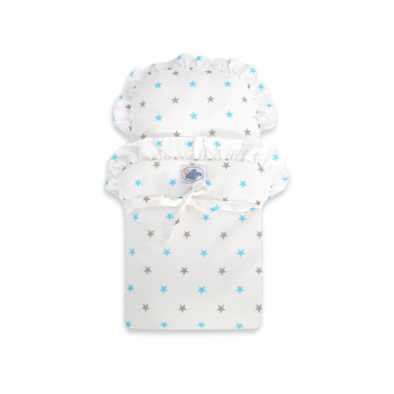 Doll pram White with Turquoise Bedding Set White with Blue and Gray Stars