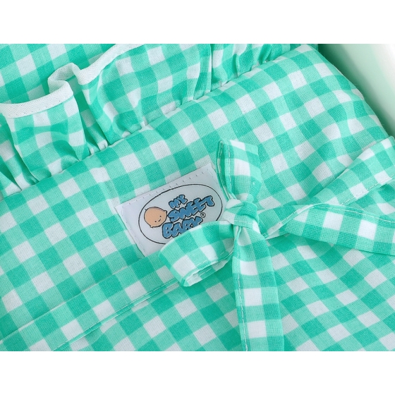 Doll pram Wood White with Mint -621