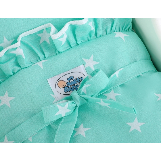 Doll pram Wood White with Mint -717