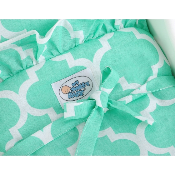 Doll pram Wood White with Mint -724