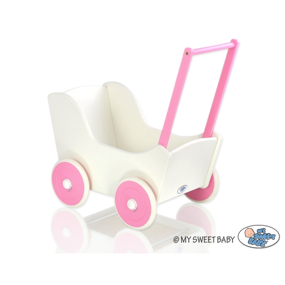 Doll Stroller White Fuchsia