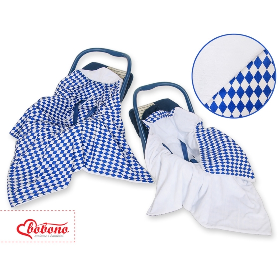 Double-sidead car seat blanket- Chessboard dark blue
