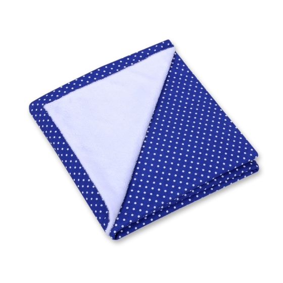 Double-sidead car seat blanket- White dots on navy blue