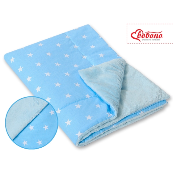 Double-sided baby blanket minky- Blue stars