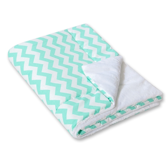 Double-sided baby blanket minky- Chevron mint