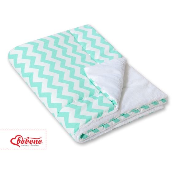 Double-sided baby blanket minky- Chevron mint