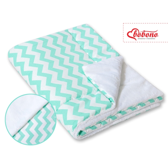 Double-sided baby blanket minky- Chevron mint