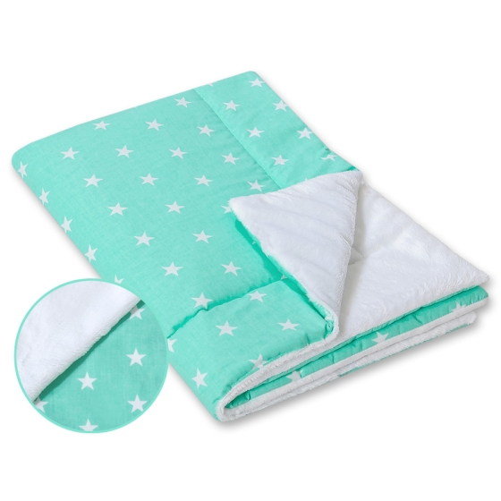 Double-sided baby blanket minky- Mint stars