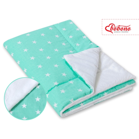Double-sided baby blanket minky- Mint stars