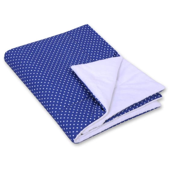 Double-sided baby blanket minky- Navy blue with white polka dots