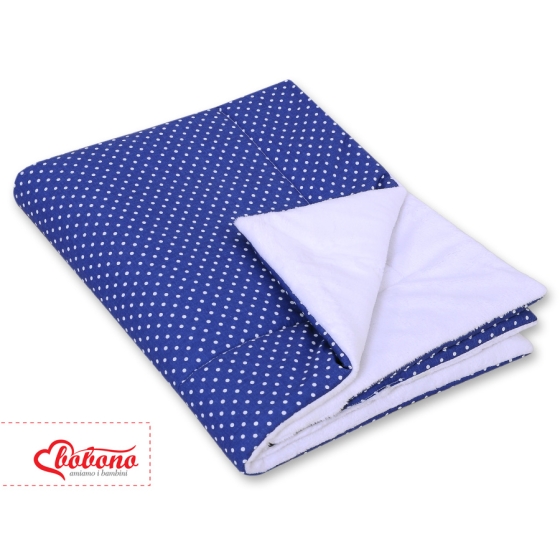 Double-sided baby blanket minky- Navy blue with white polka dots