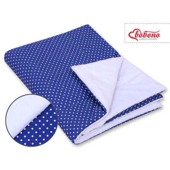 Double-sided baby blanket minky- Navy blue with white polka dots