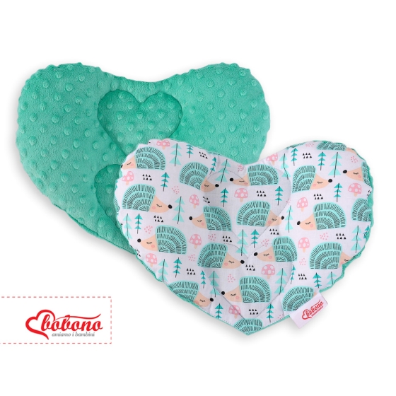 Double-sided Baby head support pillow - hedgehogs mint