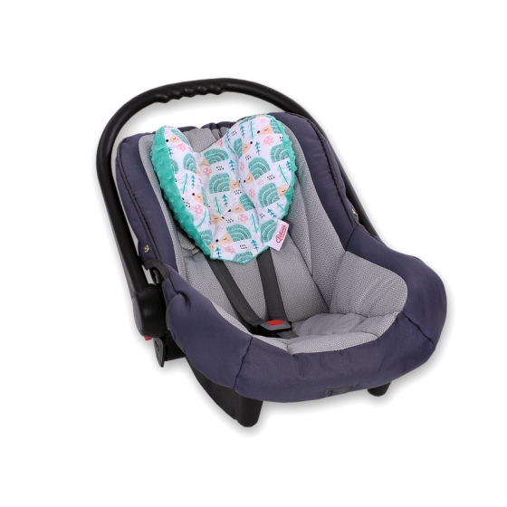 Double-sided Baby head support pillow - hedgehogs mint