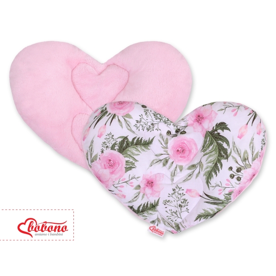 Double-sided Baby head support pillow - peony flower pink