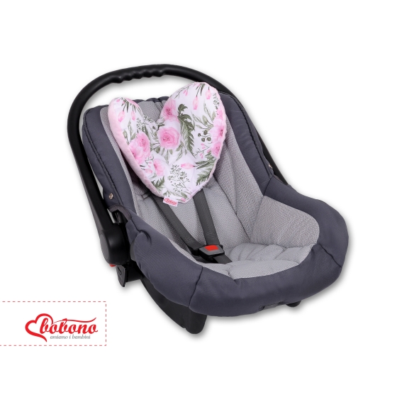 Double-sided Baby head support pillow - peony flower pink