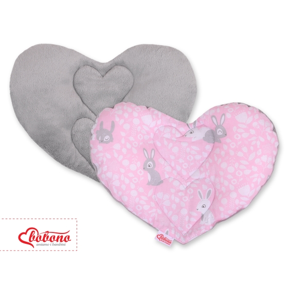 Double-sided Baby head support pillow - pink rabbits