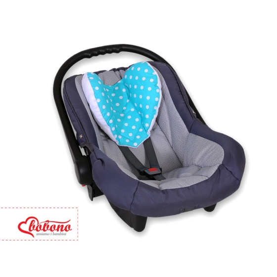 Double-sided Baby head support pillow- White dots on turquoise
