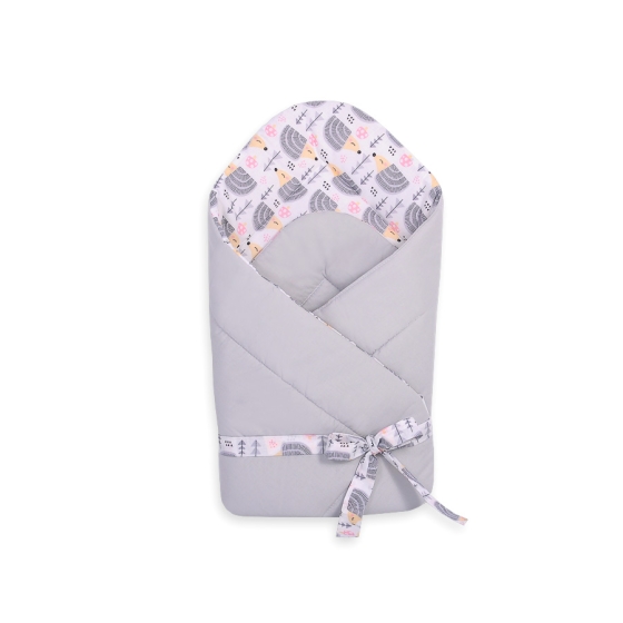 Double-sided baby nest with bow - hedgehogs Gray