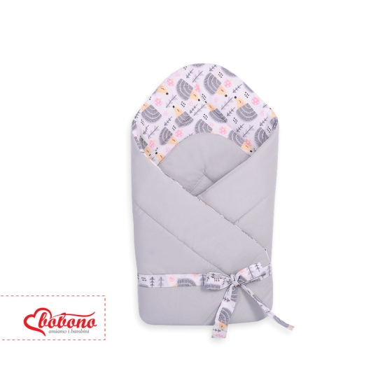 Double-sided baby nest with bow - hedgehogs Gray