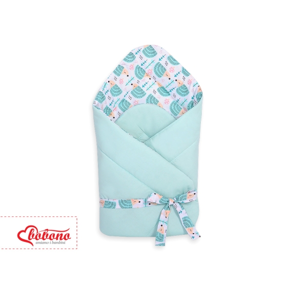 Double-sided baby nest with bow - hedgehogs mint