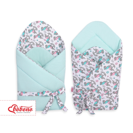 Double-sided baby nest with bow - rocking horses