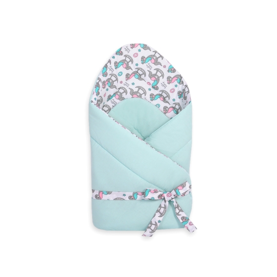Double-sided baby nest with bow - rocking horses