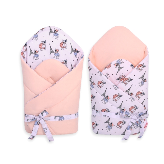 Double-sided baby nest with stiffening with bow - little doggies